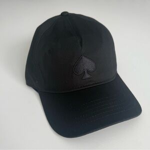 KATE SPADE EMBROIDERED LOGO HAT IN BLACK WITH SCRUNCHY BACK NWT